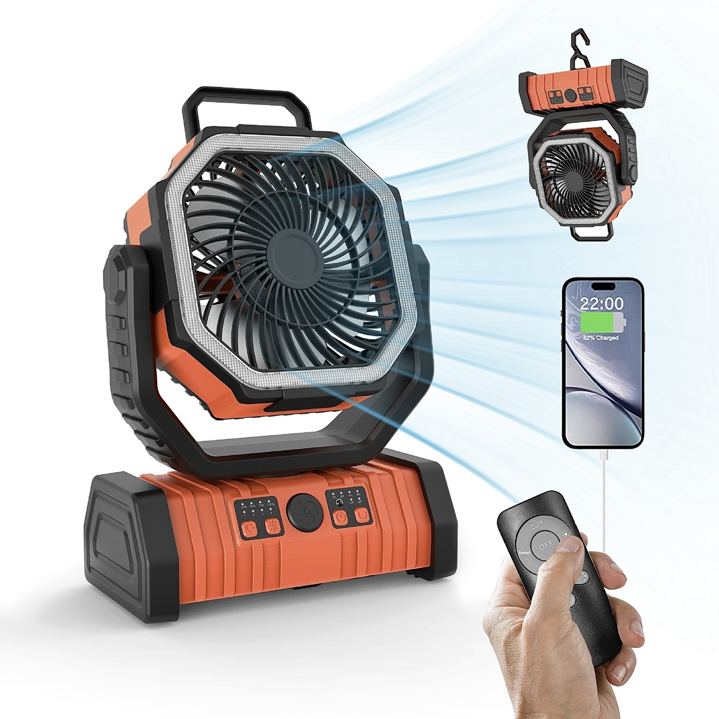 Banque d'alimentation extérieure pour appareils ménagers avec ventilateur de camping et lumière LED