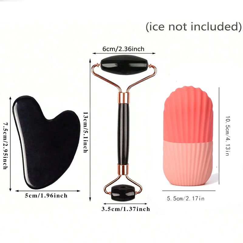 GlaciaLift™ – Kit de Massage Facial Ice Roller & Gua Sha