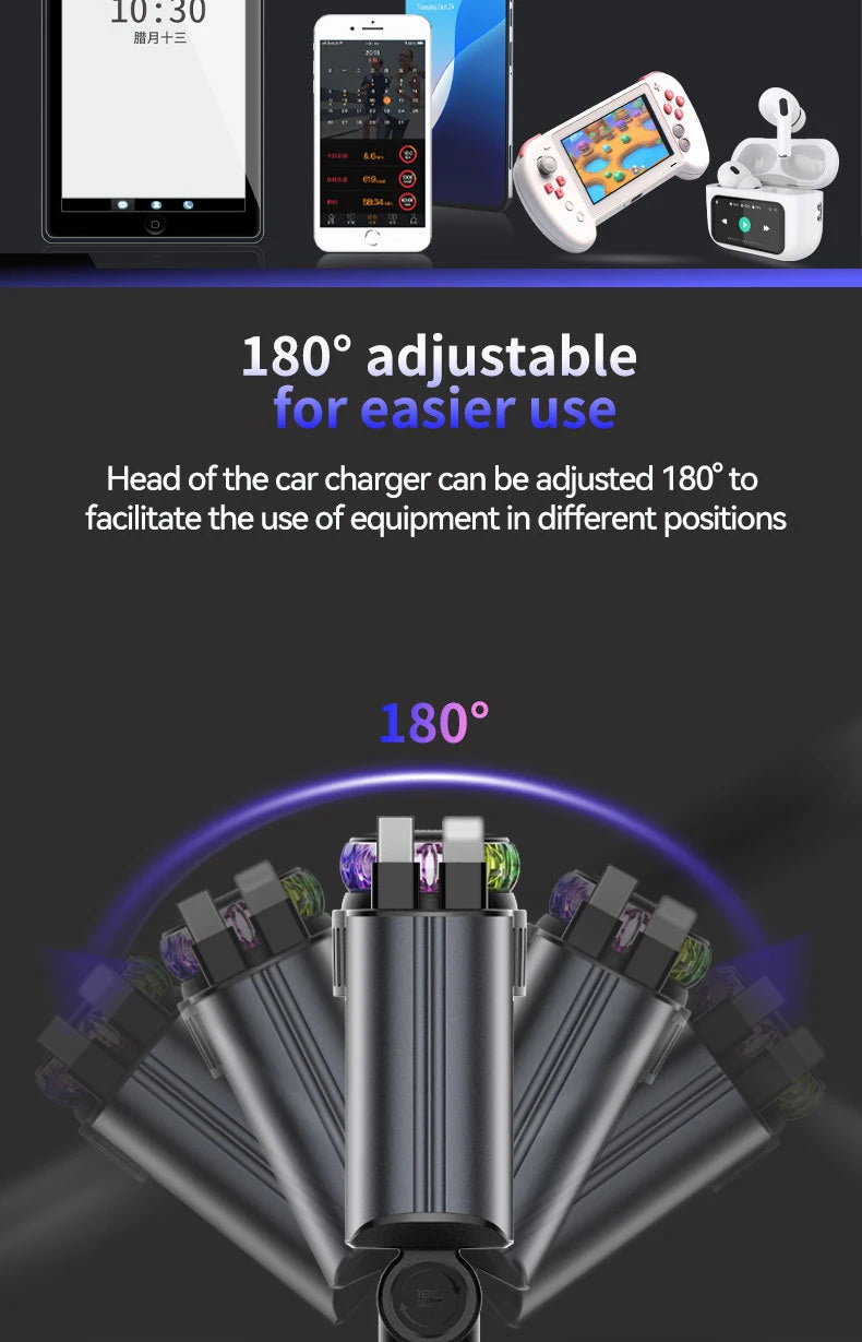 Chargeur de voiture 5-en-1 - Charge Rapide 45W