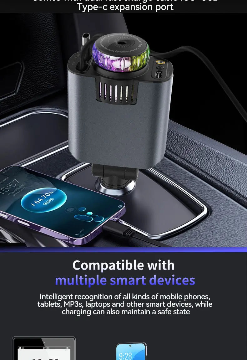 Chargeur de voiture 5-en-1 - Charge Rapide 45W