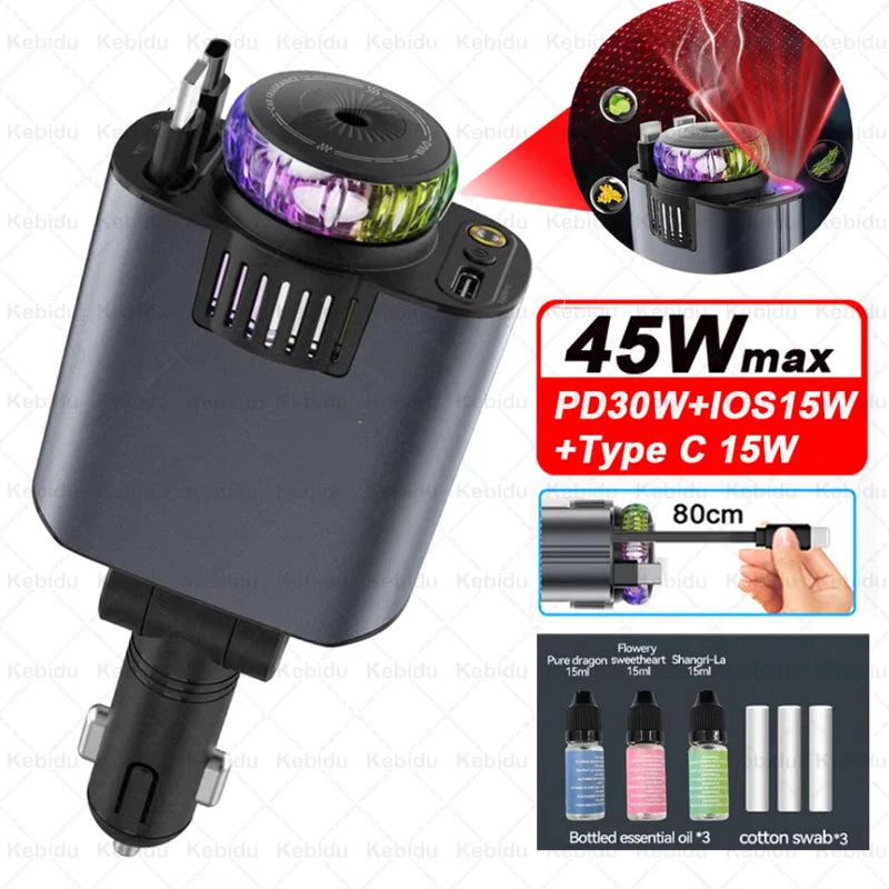 Chargeur de voiture 5-en-1 - Charge Rapide 45W