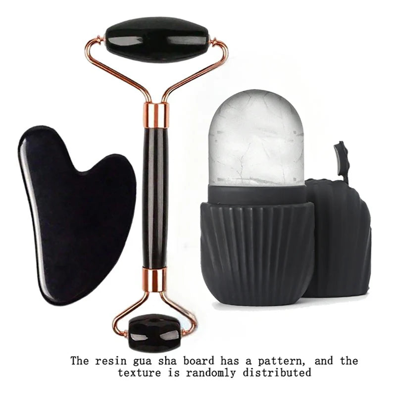 GlaciaLift™ – Kit de Massage Facial Ice Roller & Gua Sha