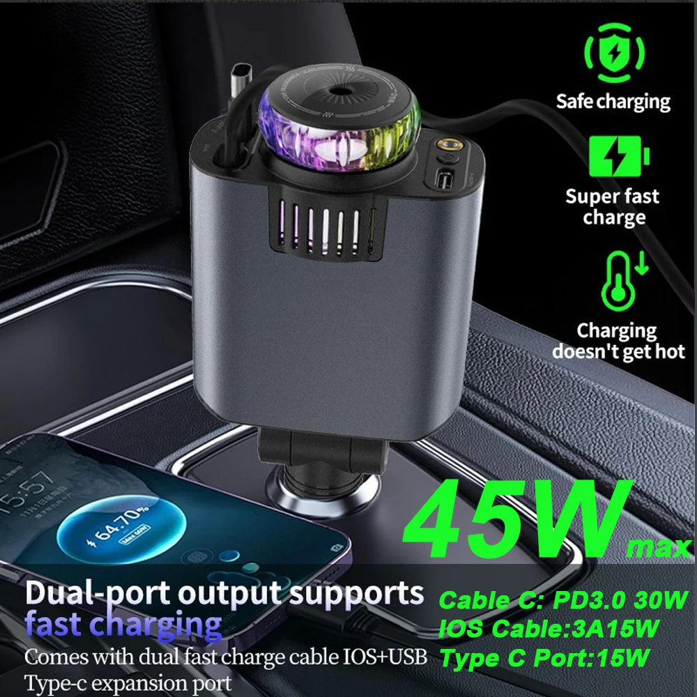 Chargeur de voiture 5-en-1 - Charge Rapide 45W